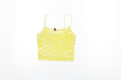 Womens UK Size XS H&M Yellow Cropped T-Shirt