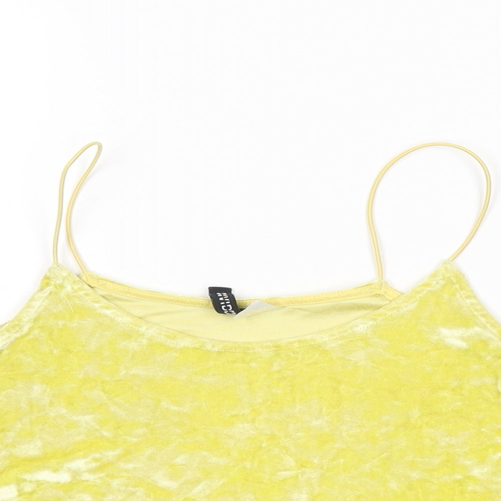 Womens UK Size XS H&M Yellow Cropped T-Shirt