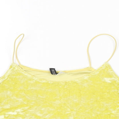Womens UK Size XS H&M Yellow Cropped T-Shirt