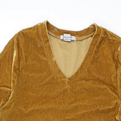 Glamorous Womens Yellow Polyester Shift Size S V-Neck Pullover