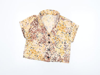 Womens UK Size M Mango Beige Basic Button-Up