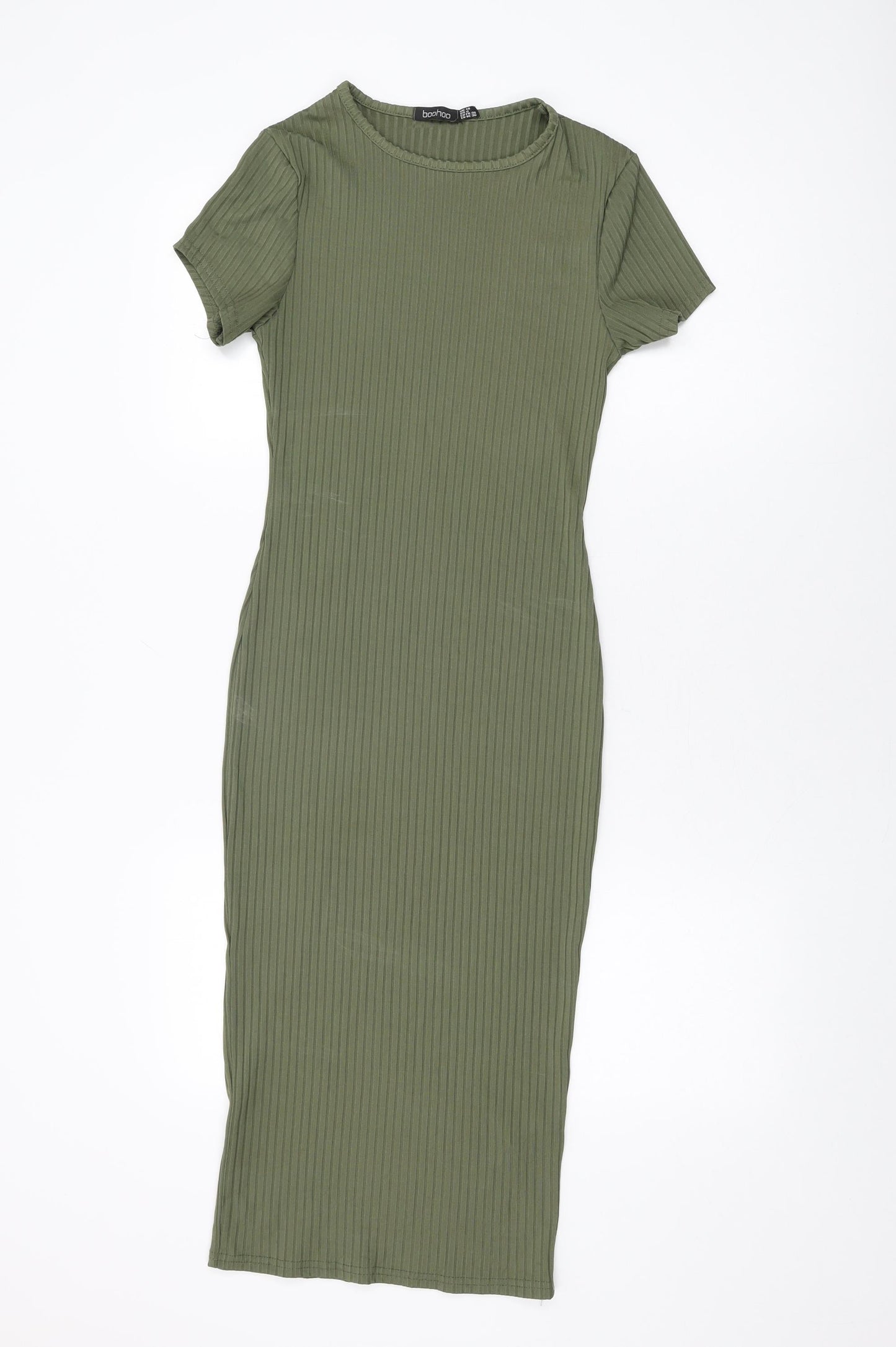 Boohoo Womens Green Polyester Bodycon Size 10 Round Neck Pullover