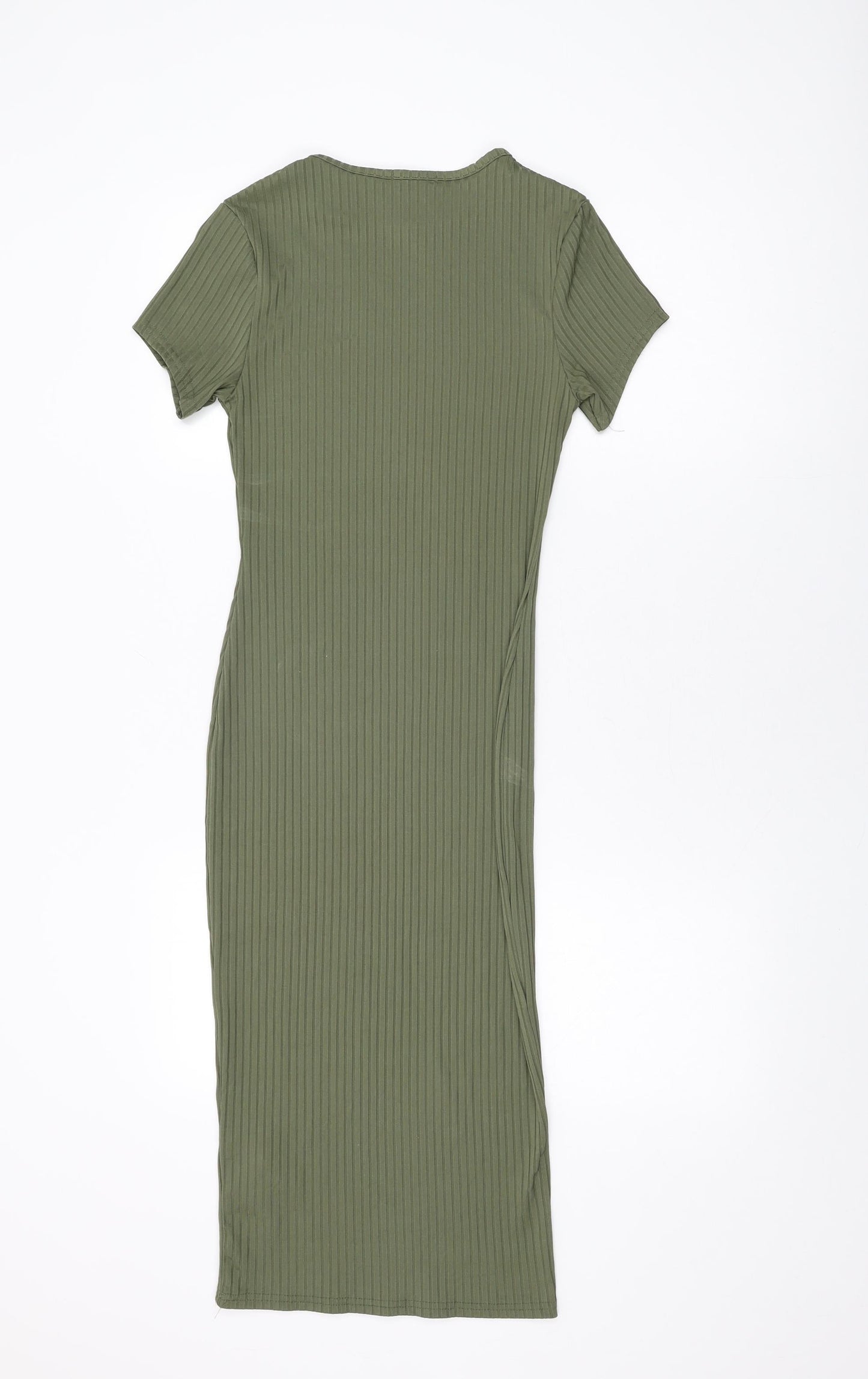 Boohoo Womens Green Polyester Bodycon Size 10 Round Neck Pullover