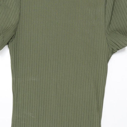 Boohoo Womens Green Polyester Bodycon Size 10 Round Neck Pullover