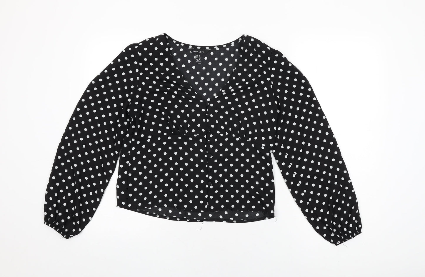 Womens UK Size 8 New Look Black Basic Button-Up