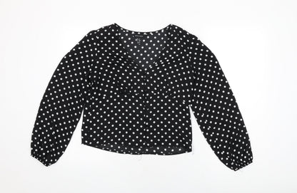 Womens UK Size 8 New Look Black Basic Button-Up