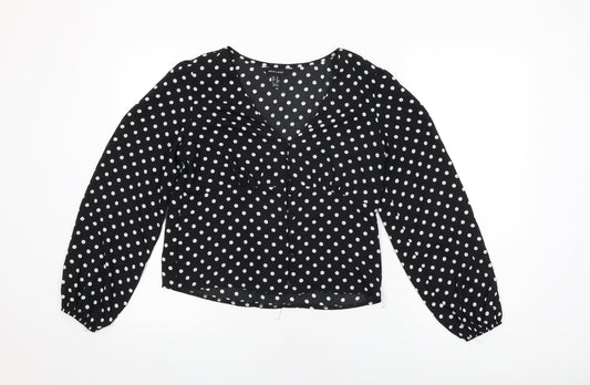 Womens UK Size 8 New Look Black Basic Button-Up