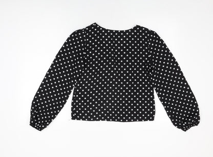 Womens UK Size 8 New Look Black Basic Button-Up