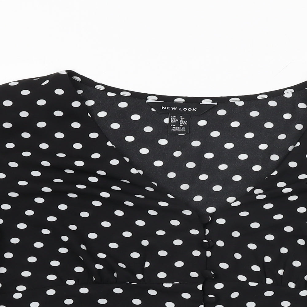 Womens UK Size 8 New Look Black Basic Button-Up