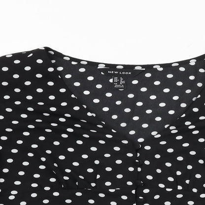 Womens UK Size 8 New Look Black Basic Button-Up