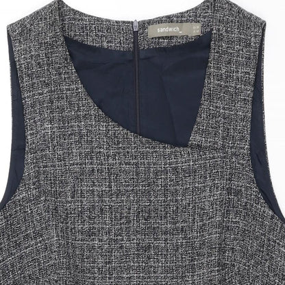 Sandwich Womens Grey Polyester Shift Size 10 V-Neck Zip