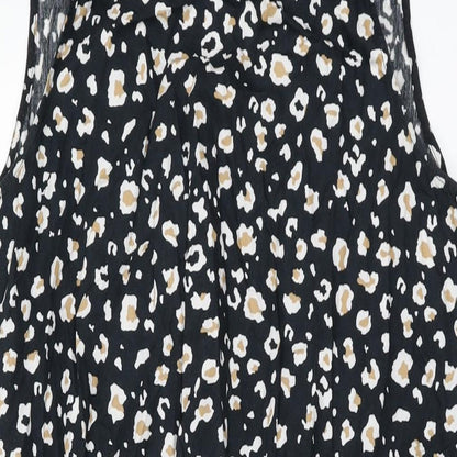 ASOS Womens Black Animal Print Cotton Shift Size 12 Round Neck Tie