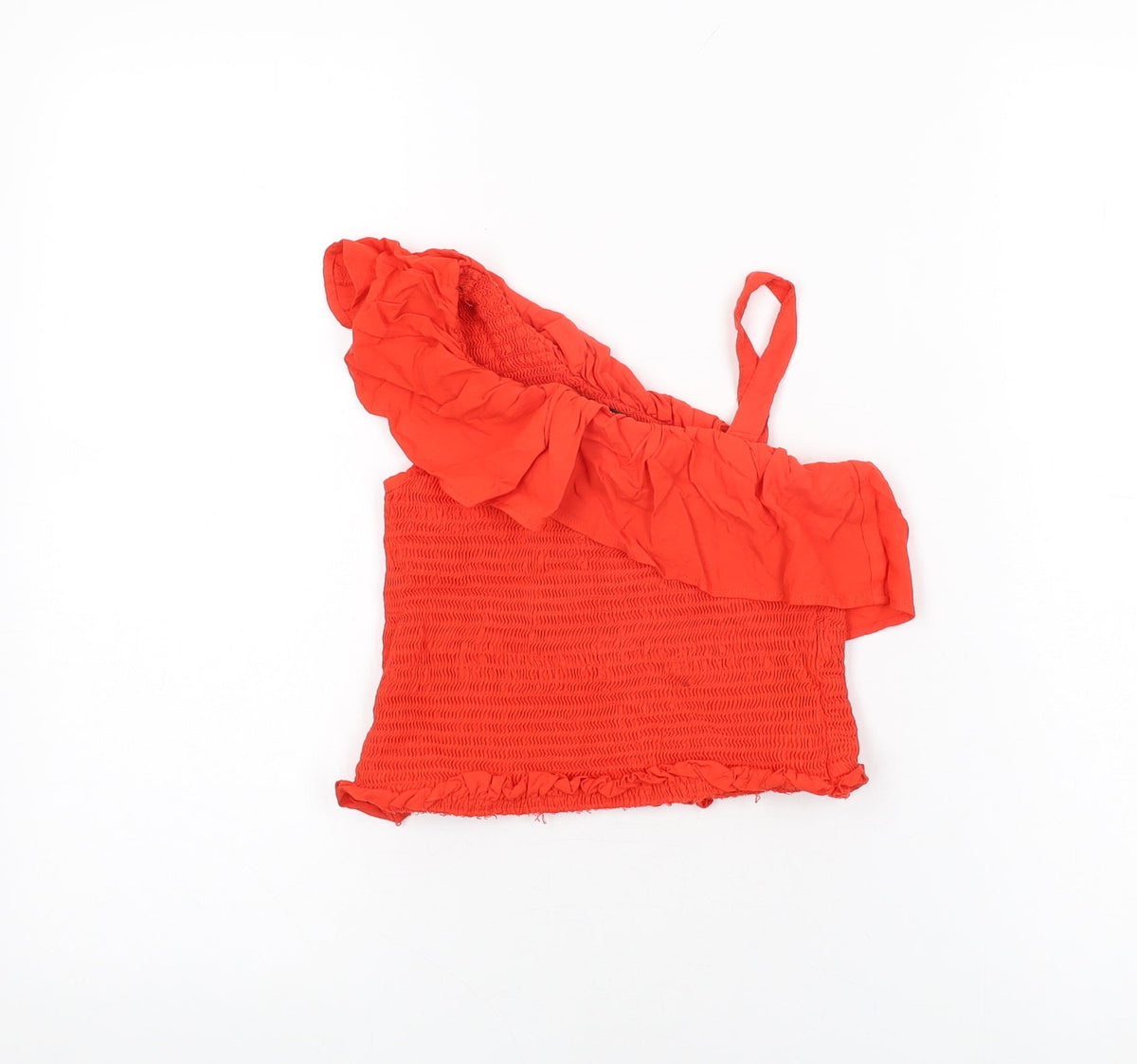 Additional front view of Very girls’ red viscose basic t-shirt, size 10, years one shoulder pullover