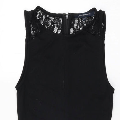 French Connection Womens Black Viscose A-Line Size 8 Round Neck Zip
