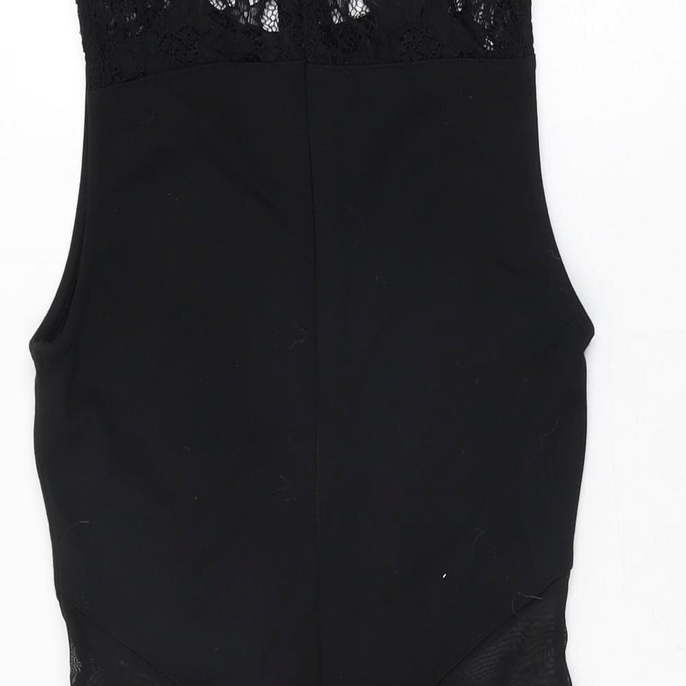 French Connection Womens Black Viscose A-Line Size 8 Round Neck Zip