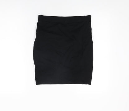 Marks and Spencer Girls Black Viscose Mini Skirt Size 16 Years Regular Pull On