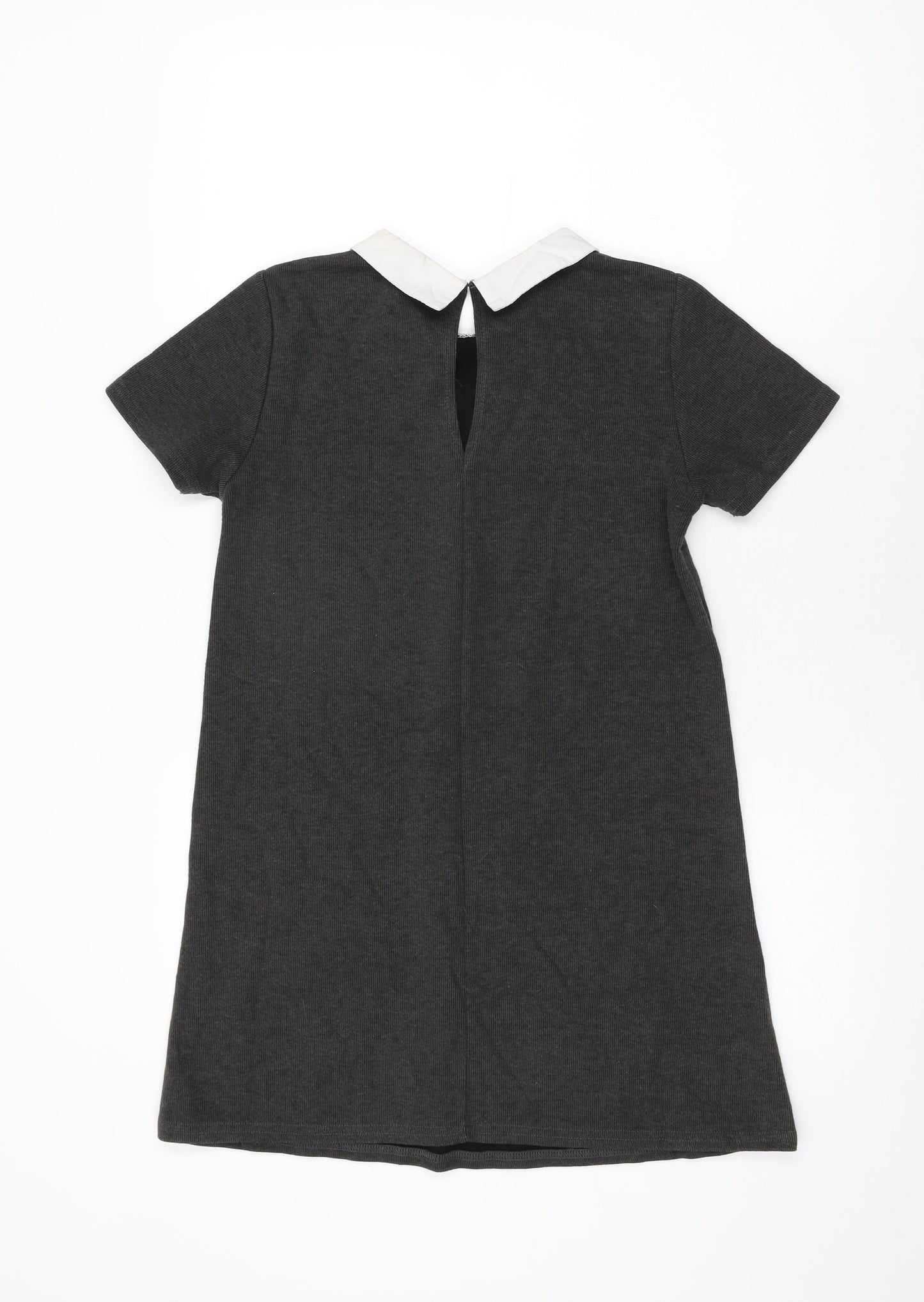 Mango Womens Grey Floral Polyester Shift Size XS Collared Button