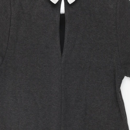 Mango Womens Grey Floral Polyester Shift Size XS Collared Button