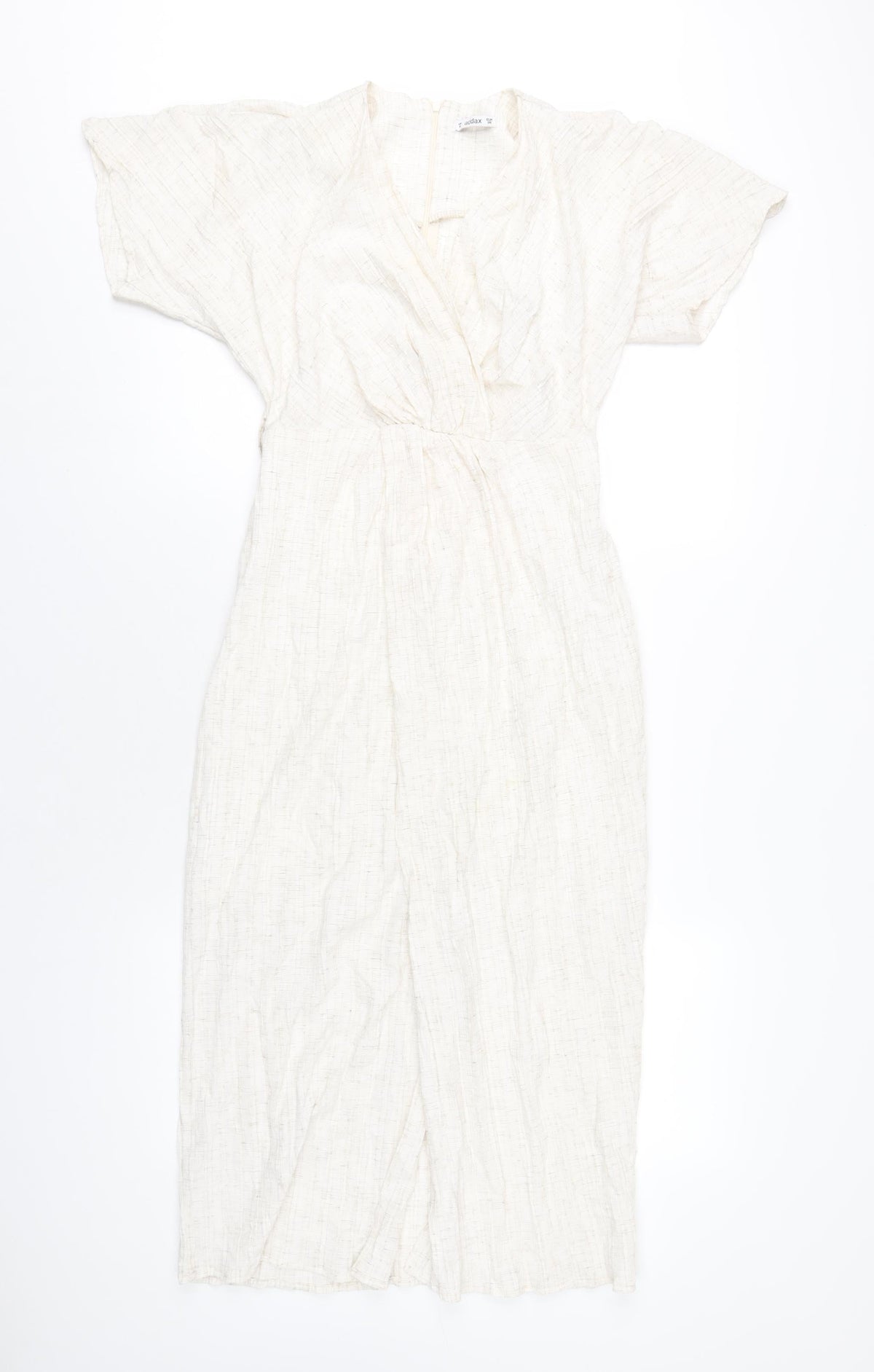 Addax Womens Beige Polyester A-Line Size 8 V-Neck Zip