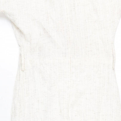 Addax Womens Beige Polyester A-Line Size 8 V-Neck Zip