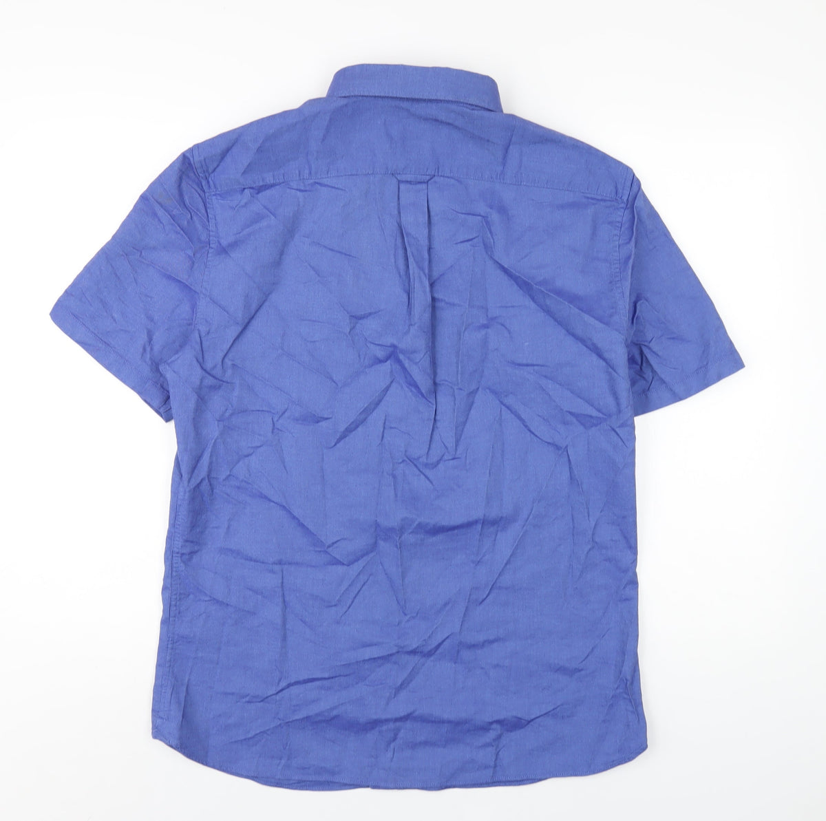 Marks & Spencer Mens Blue Cotton Button-Up Size M Collared Button
