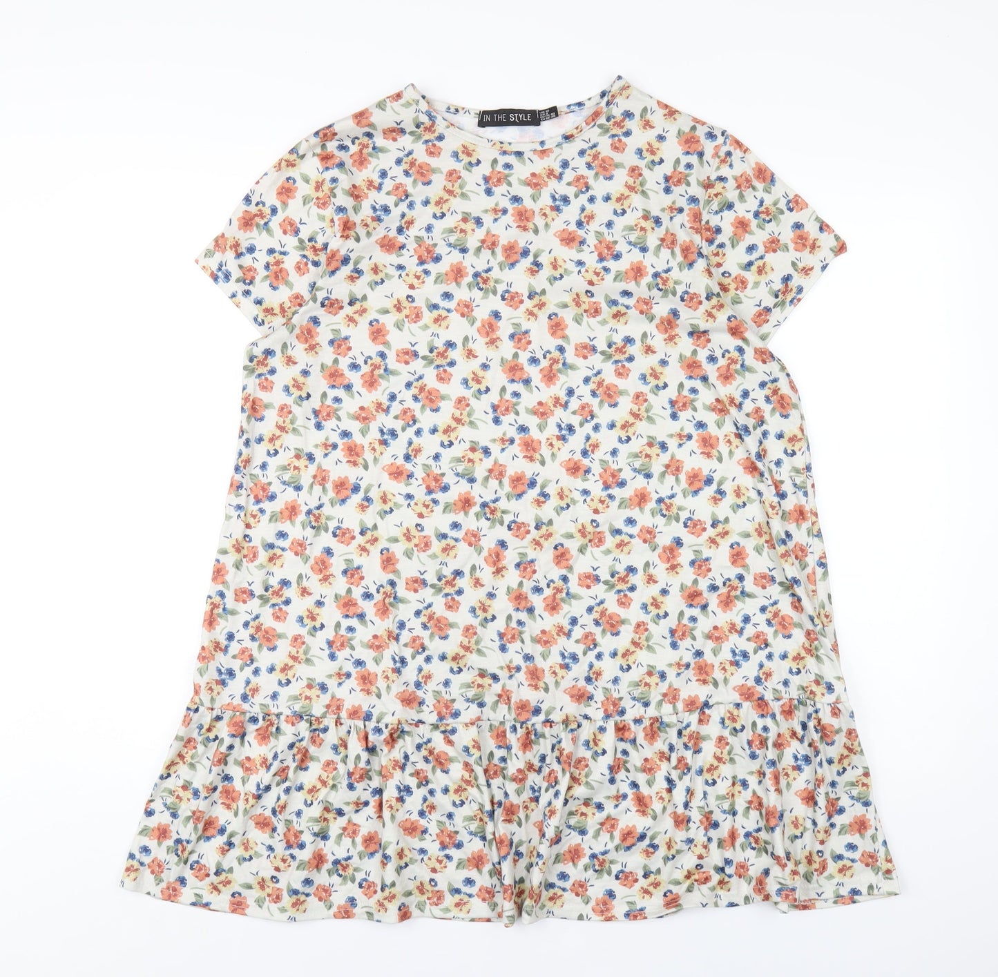 In the Style Womens Multicoloured Floral Polyester A-Line Size 12 Round Neck Pullover