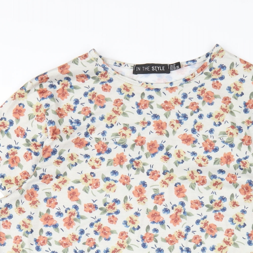 In the Style Womens Multicoloured Floral Polyester A-Line Size 12 Round Neck Pullover