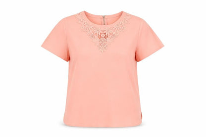 Oasis Womens Pink Polyester Basic T-Shirt Size 12 Round Neck