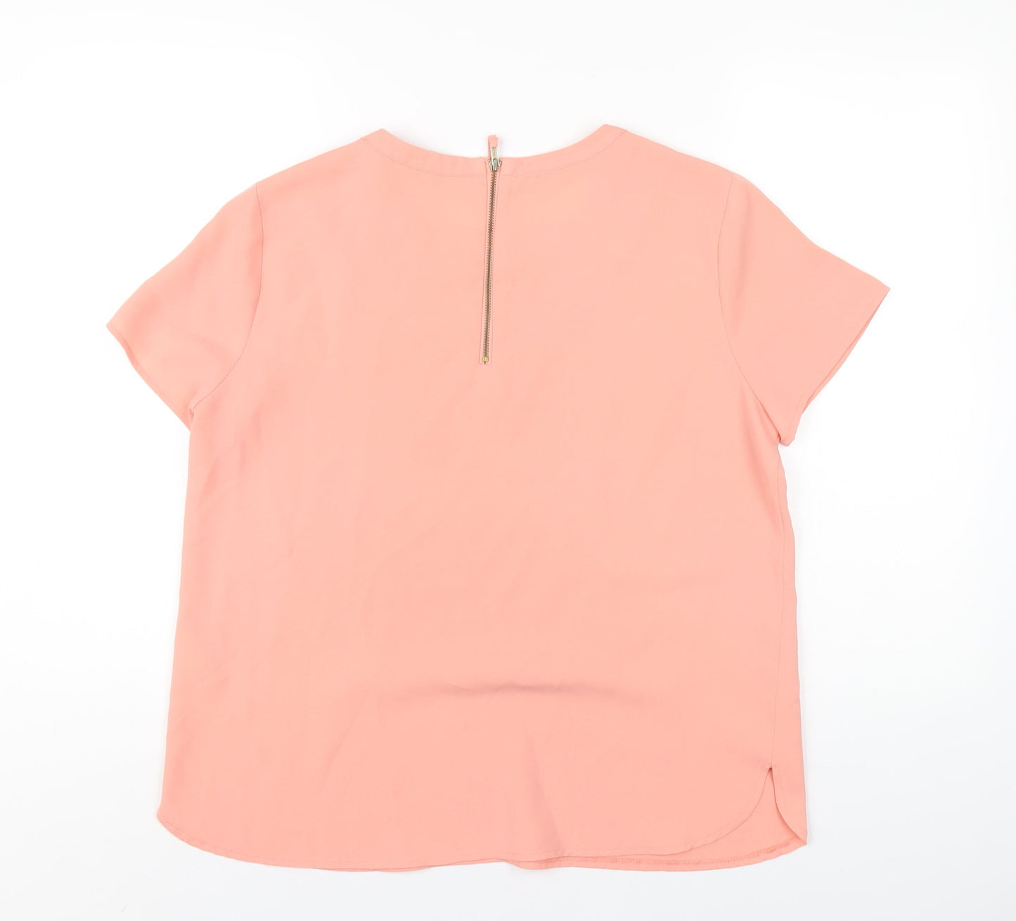 Oasis Womens Pink Polyester Basic T-Shirt Size 12 Round Neck