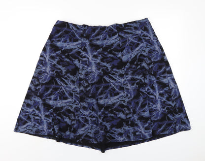 Bonmarché Womens Blue Geometric Viscose A-Line Skirt Size 16