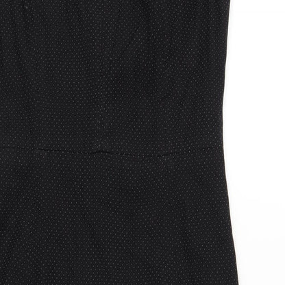 NEXT Womens Black Polka Dot Polyester Pencil Dress Size 8 Round Neck Zip