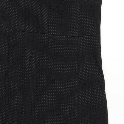 NEXT Womens Black Polka Dot Polyester Pencil Dress Size 8 Round Neck Zip