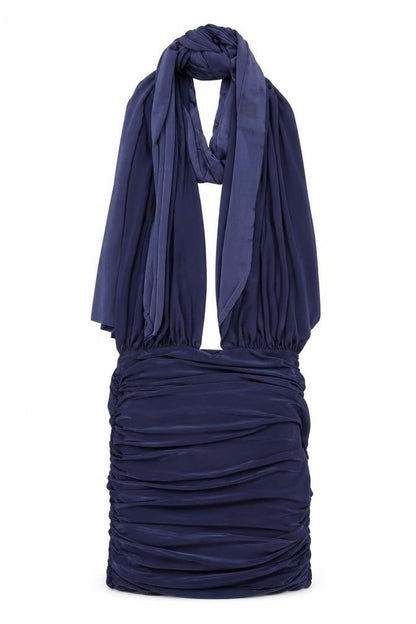 Missguided Womens Blue Polyester Bodycon Size 8 Halter Tie