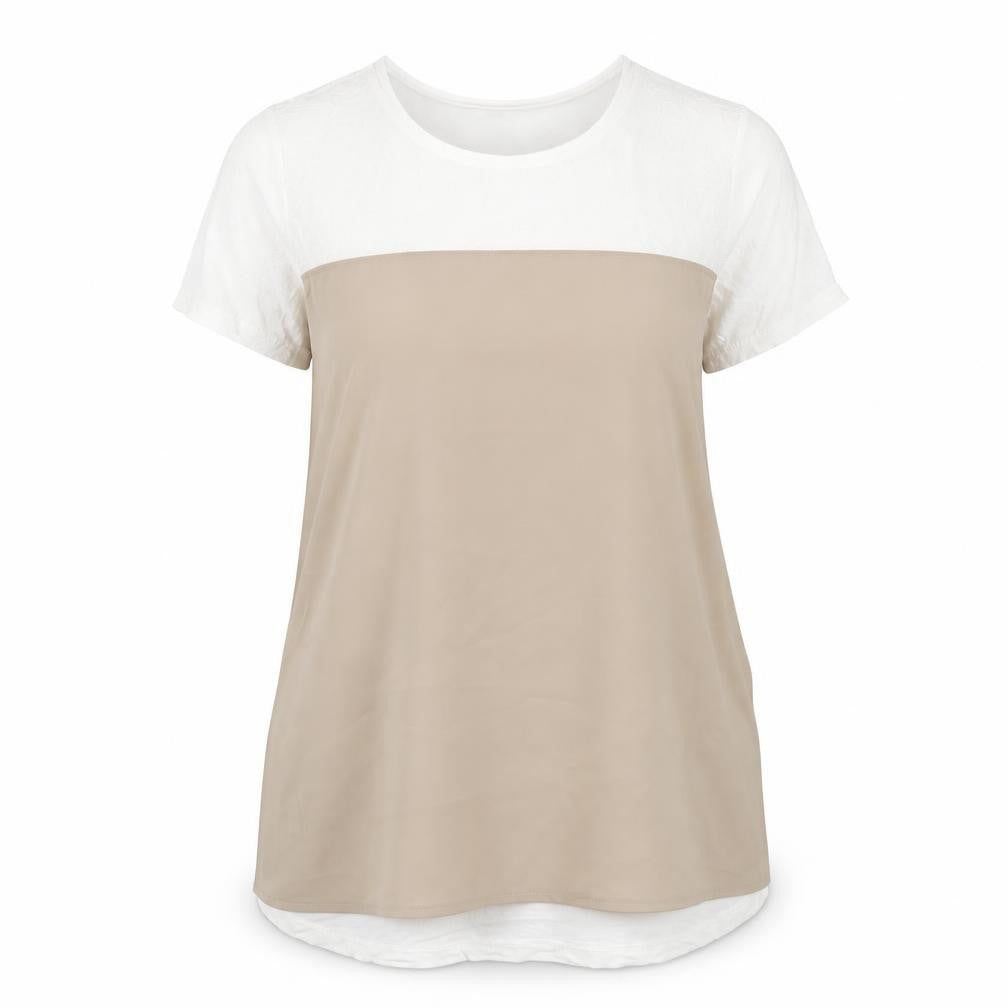 Womens UK Size 12 Warehouse Beige Basic T-Shirt