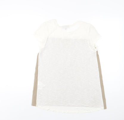 Womens UK Size 12 Warehouse Beige Basic T-Shirt