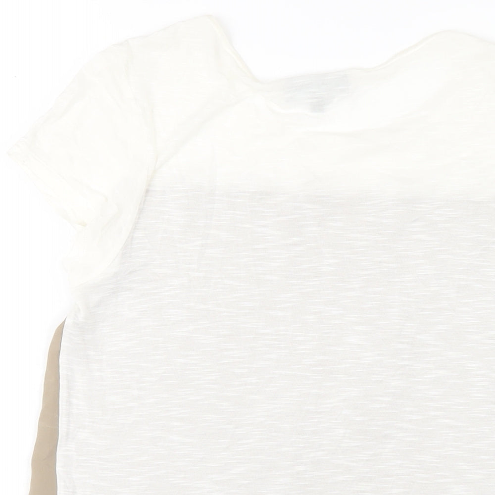 Womens UK Size 12 Warehouse Beige Basic T-Shirt