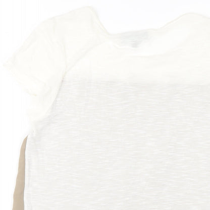 Womens UK Size 12 Warehouse Beige Basic T-Shirt