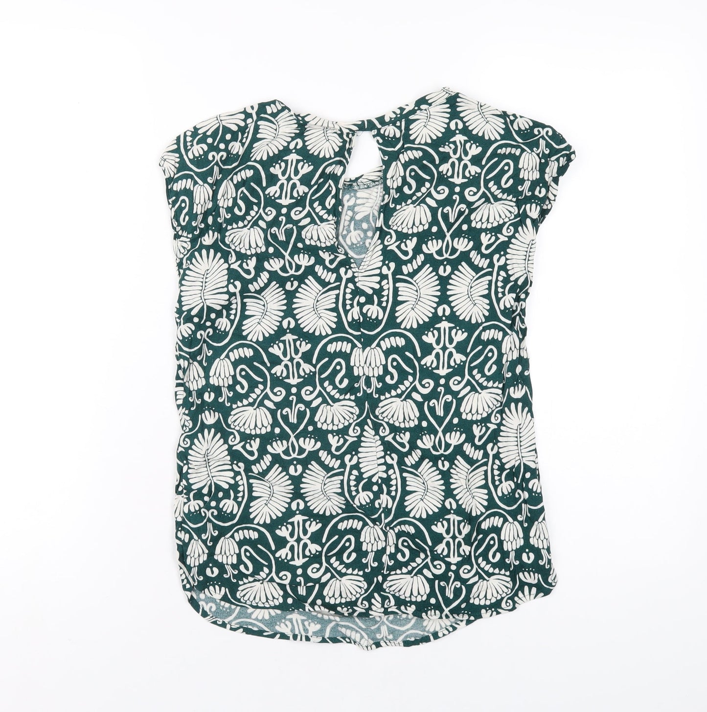 Womens UK Size 4 H&M Green Basic T-Shirt