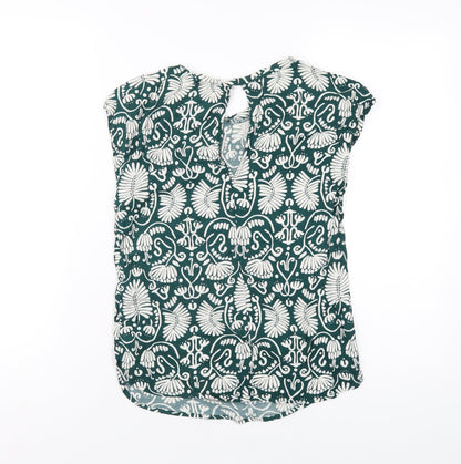 Womens UK Size 4 H&M Green Basic T-Shirt