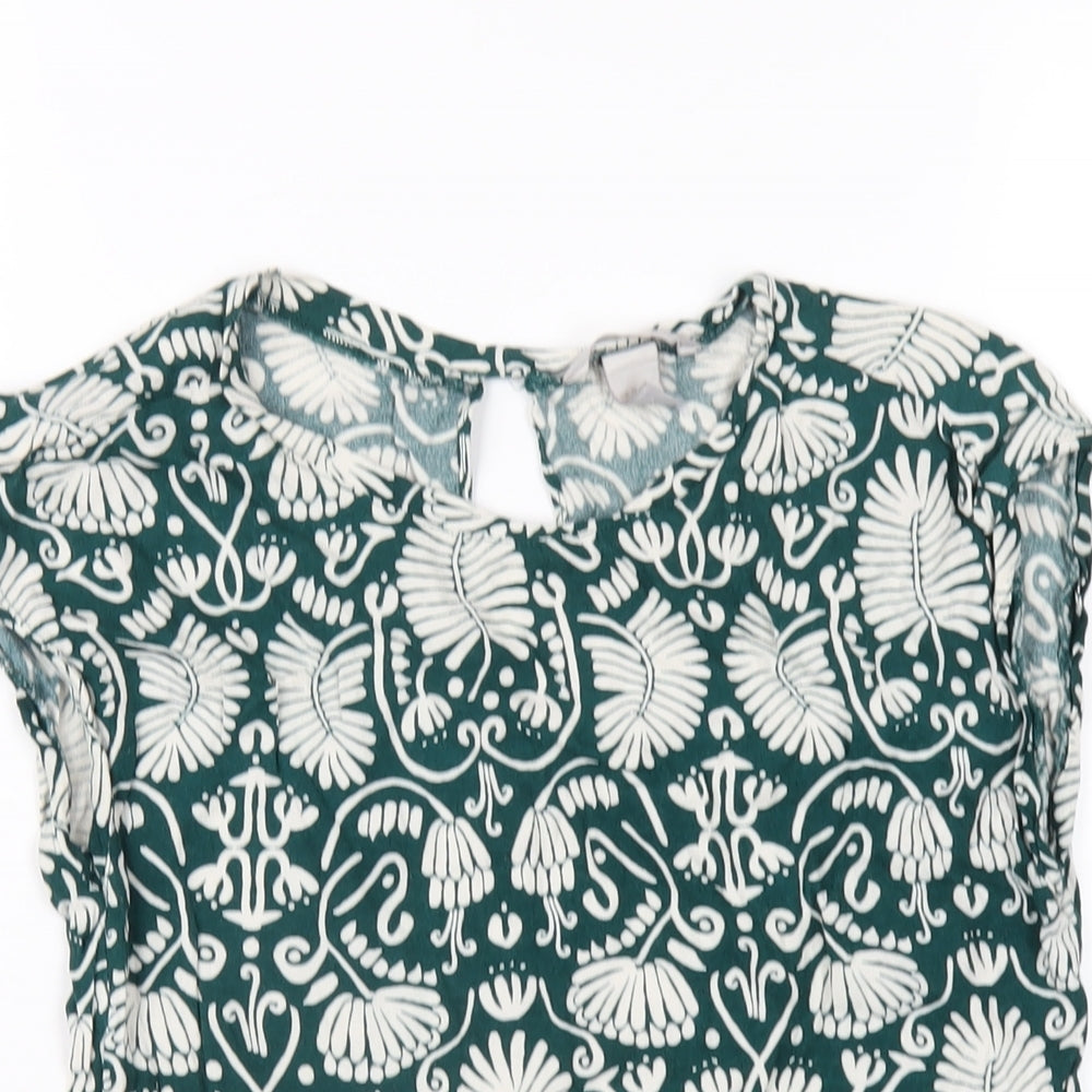 Womens UK Size 4 H&M Green Basic T-Shirt