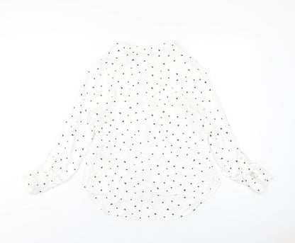 Marks and Spencer Womens White Geometric Viscose Basic Blouse Size 8 V-Neck