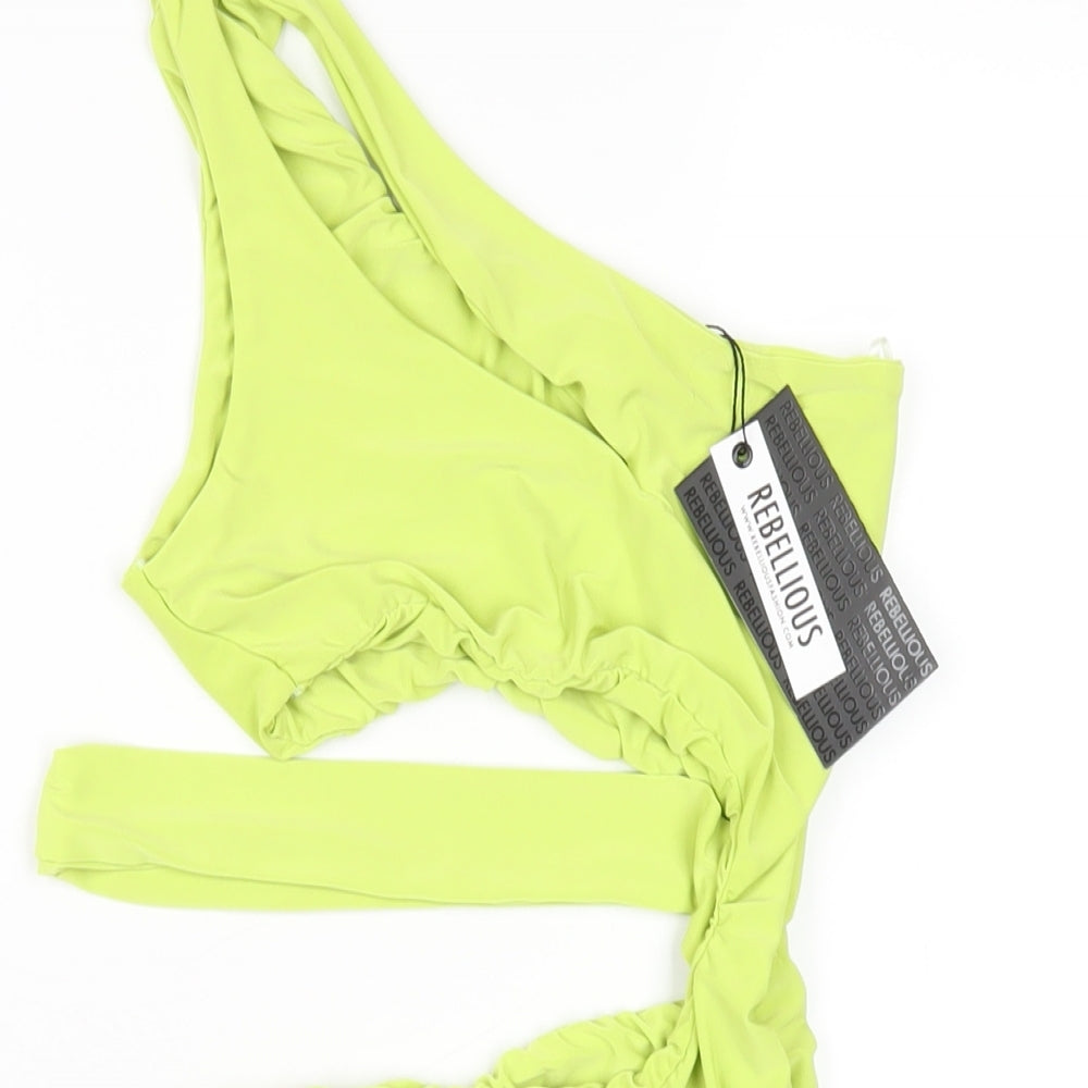 Rebellious Womens Green Polyester Bodycon Size 6 One Shoulder Pullover