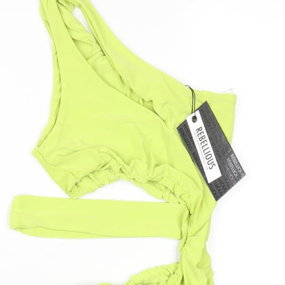 Rebellious Womens Green Polyester Bodycon Size 6 One Shoulder Pullover