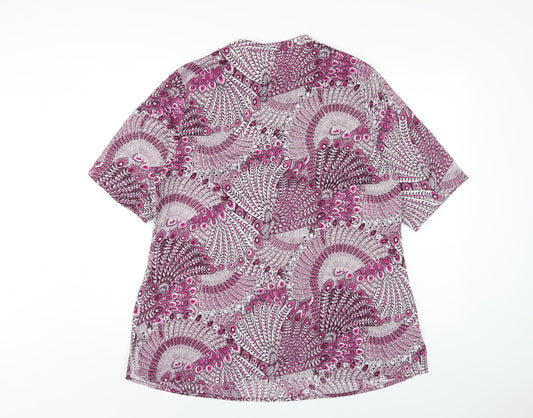 Damart Womens Purple Geometric Polyester Basic Blouse Size 18 V-Neck