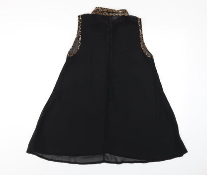 Select Womens Black Polyester A-Line Size 10 Collared Button