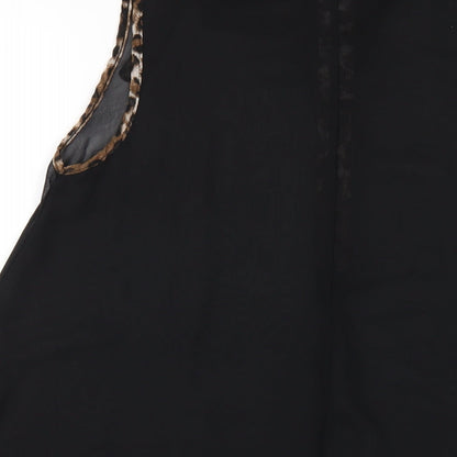 Select Womens Black Polyester A-Line Size 10 Collared Button