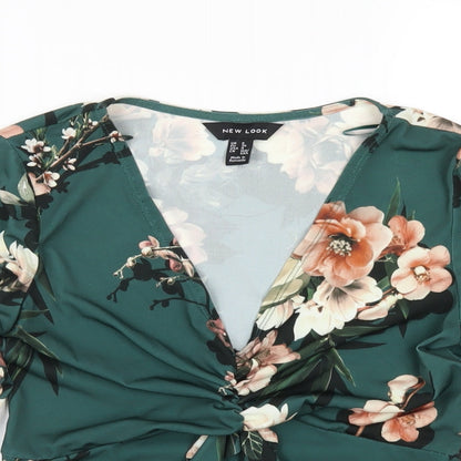Womens UK Size 8 New Look Green Cropped T-Shirt