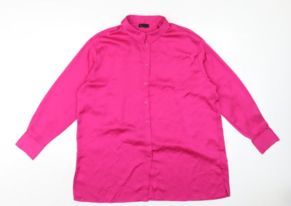 Womens UK Size 14 Be Beau Pink Basic Button-Up