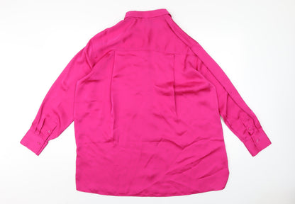 Womens UK Size 14 Be Beau Pink Basic Button-Up