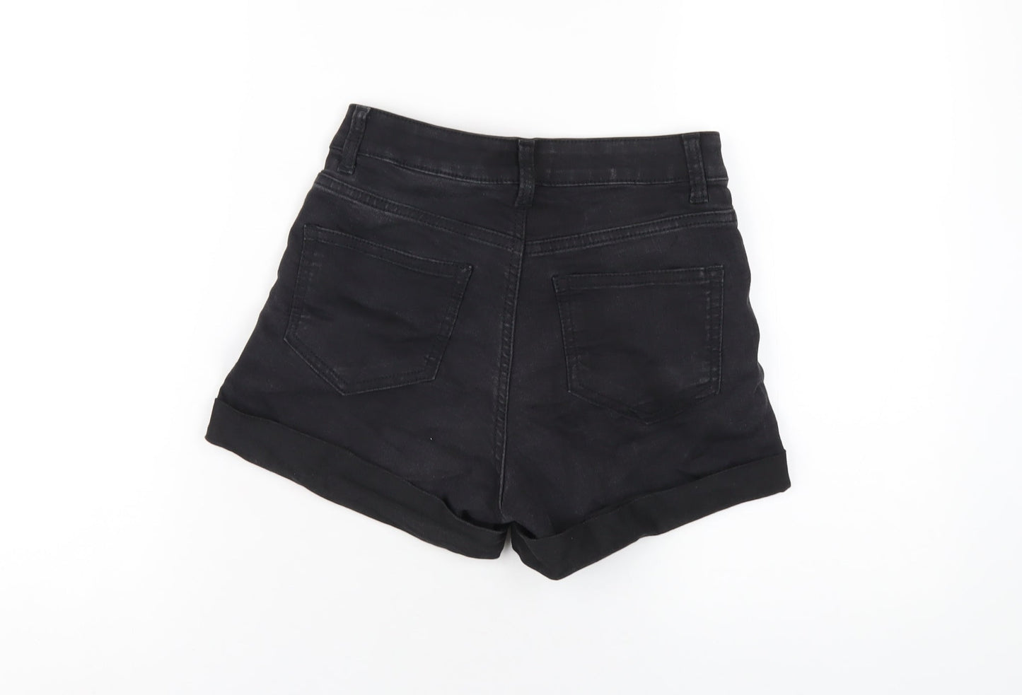 H&M Womens Black Cotton Boyfriend Shorts Size 6 Regular Zip
